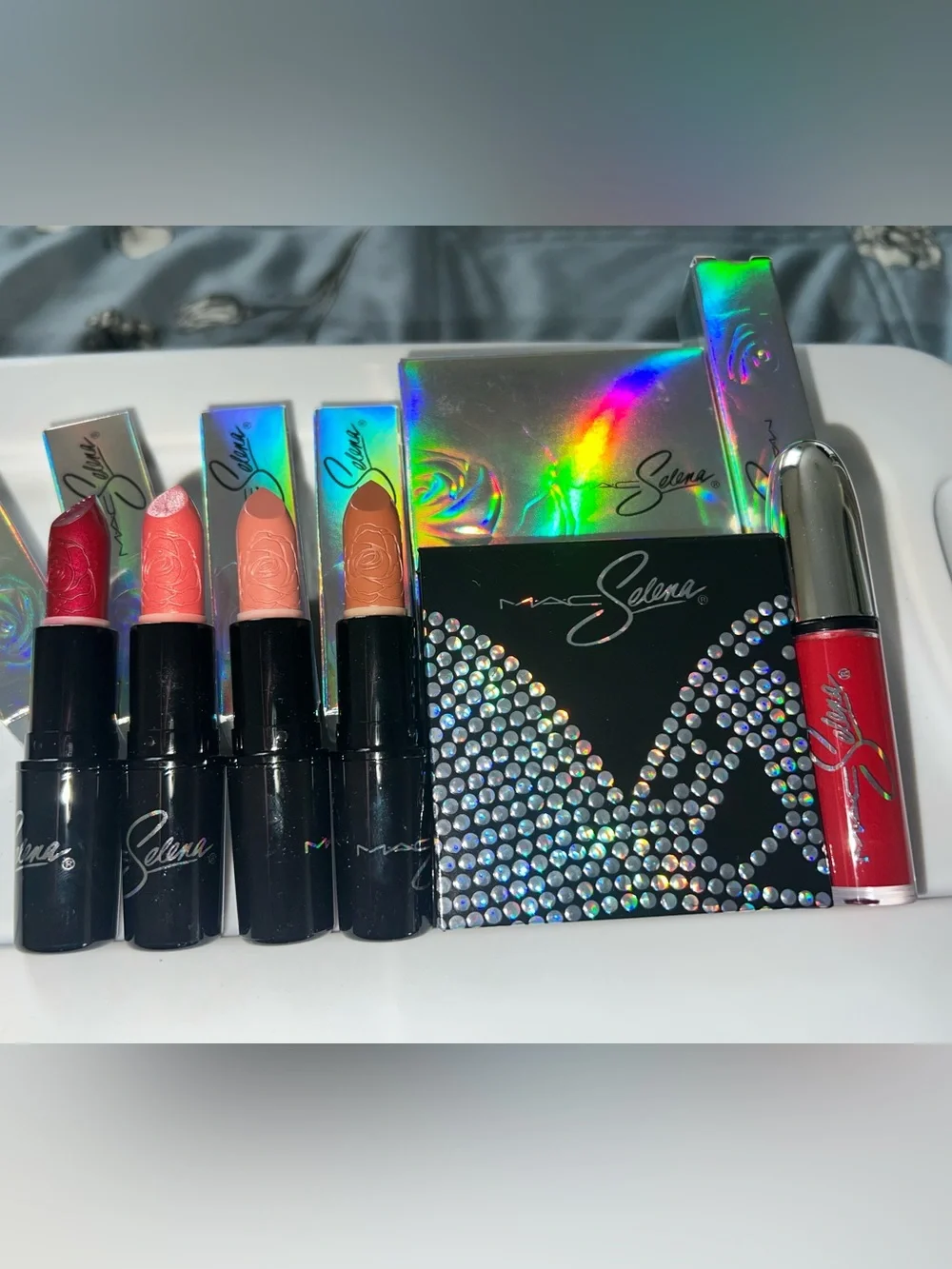 MAC Cosmetics Selena Lipstick Set with Bronzer and Red Lip Gloss